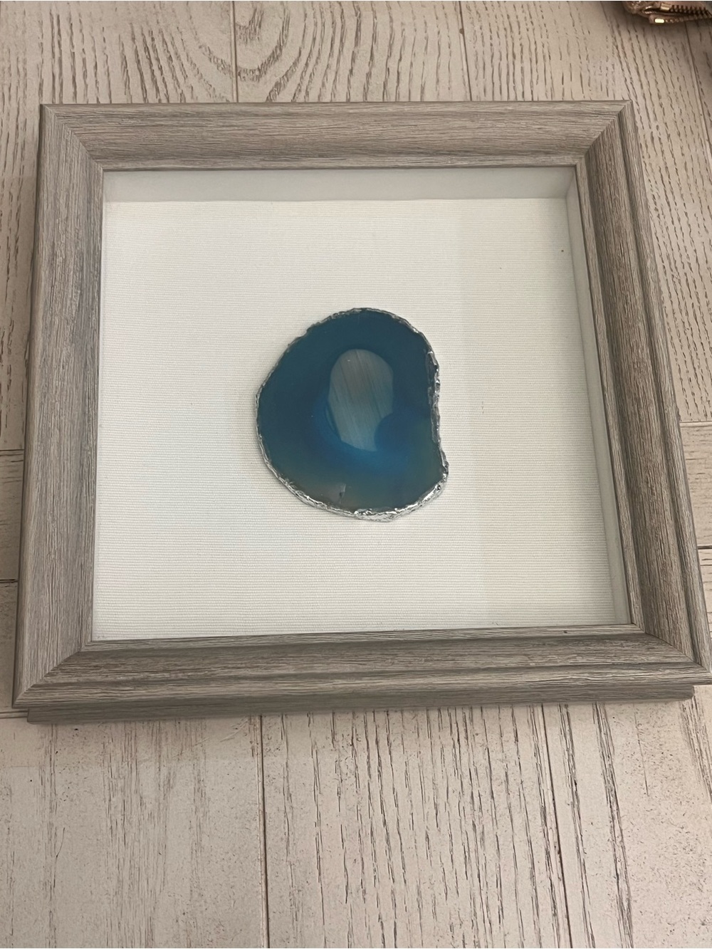 Framed Blue Agate Slice Wall Artwork 9”x9”